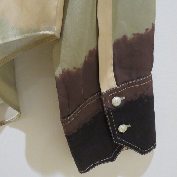 NANUSHKA Mandine Satin Shirt Watercolor Neutral Medium Minimalist Old Money - Picture 11 of 16